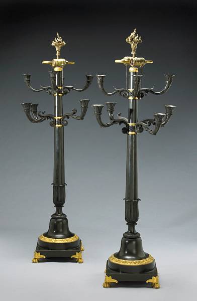 Appraisal: A pair of Charles X gilt and patinated bronze eight