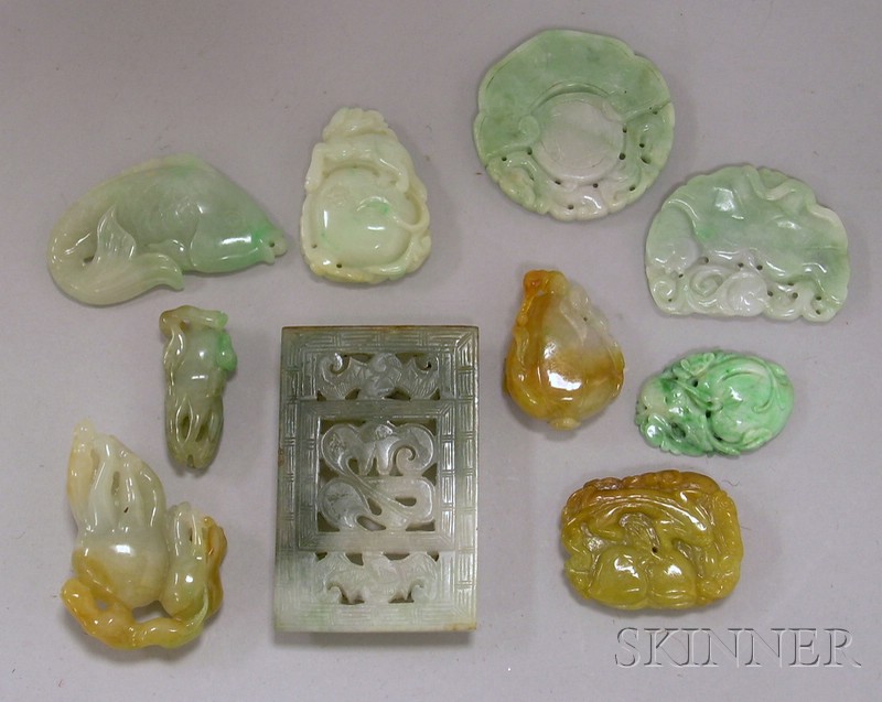 Appraisal: Ten Carved Jade Pendants and Other Items of various forms