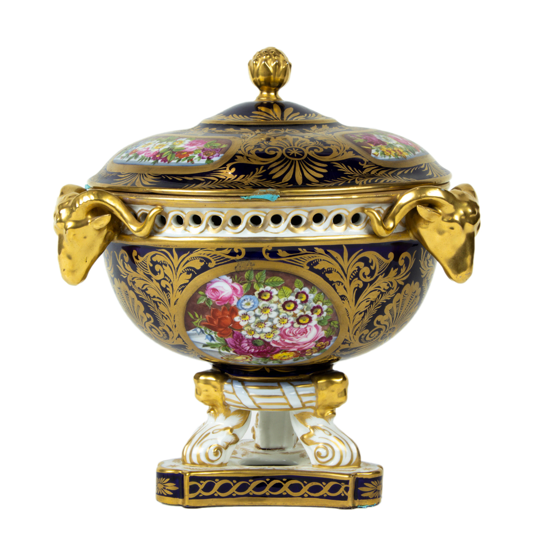 Appraisal: DERBY STYLE PORCELAIN POTPOURRI URN Continental porcelain porcelain potpourri urn