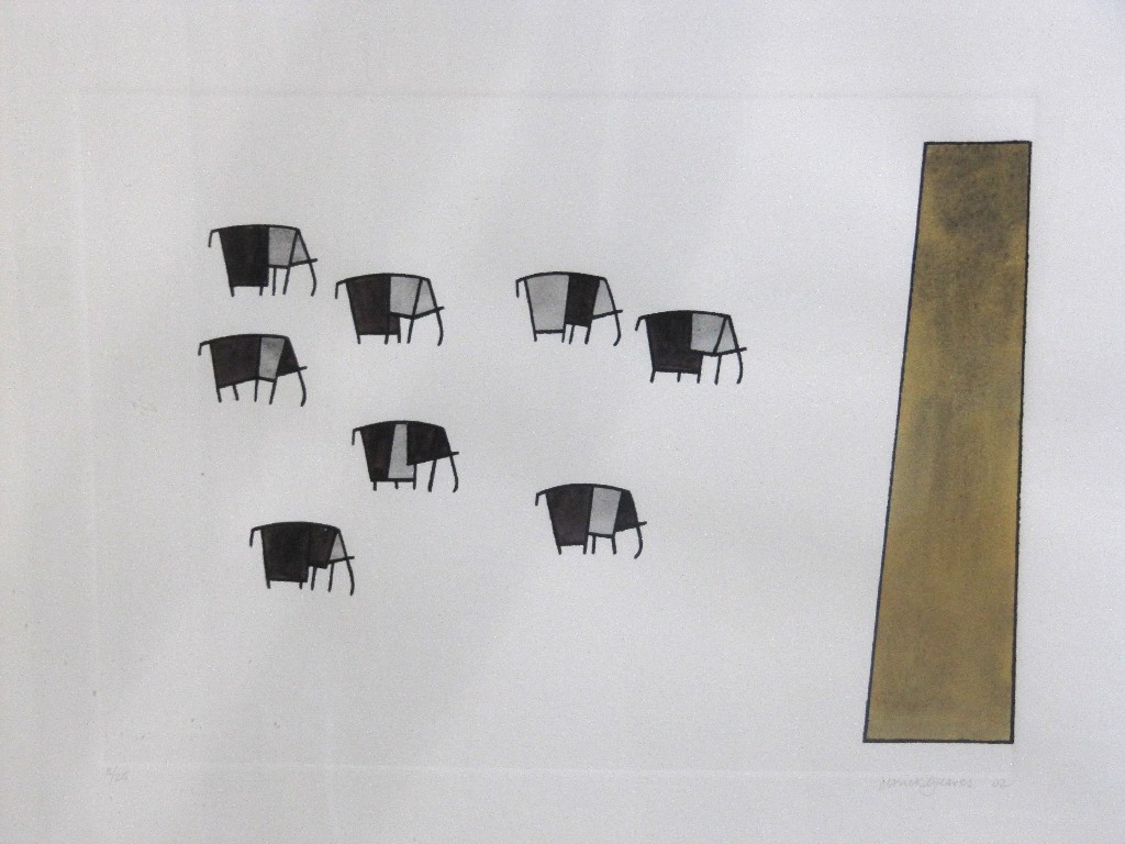 Appraisal: DERRICK GREAVES Screenprint 'Elephants - the Herd moves on' signed