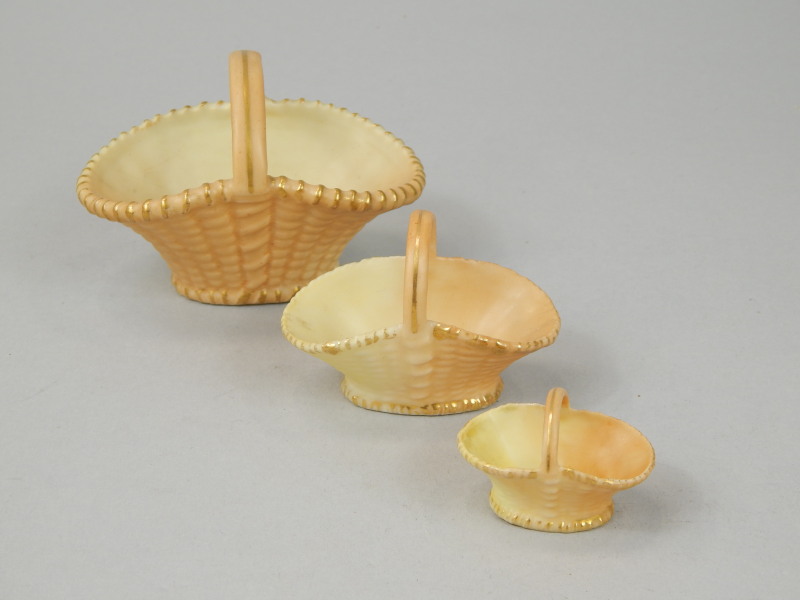 Appraisal: An associated set of three Royal Worcester blush ivory ground