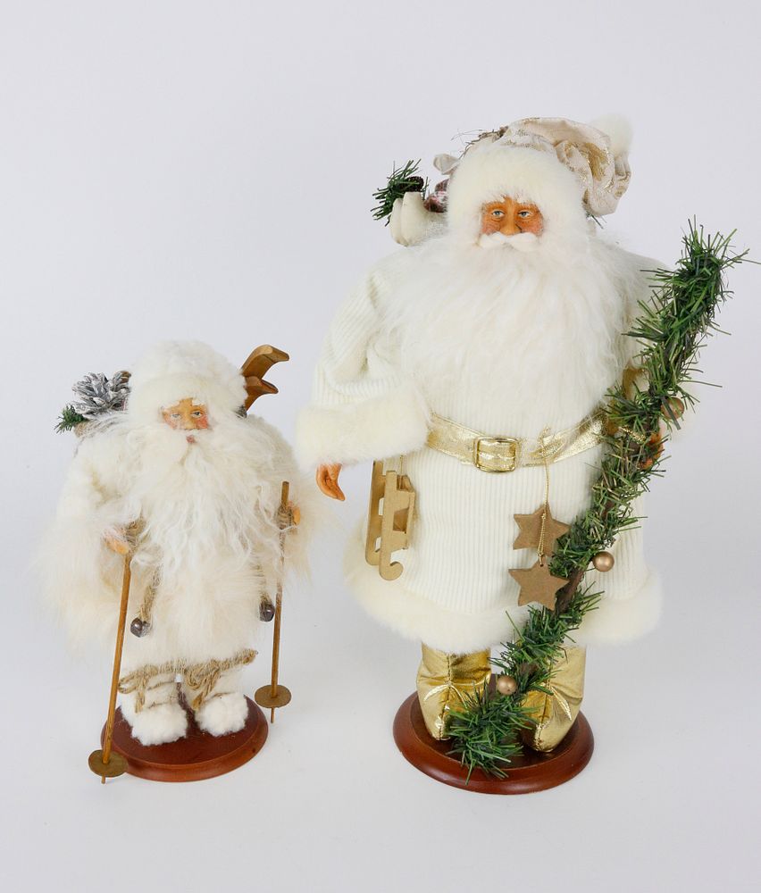 Appraisal: Two Santa Claus Saint Nicholas White Christmas Figures Two Santa