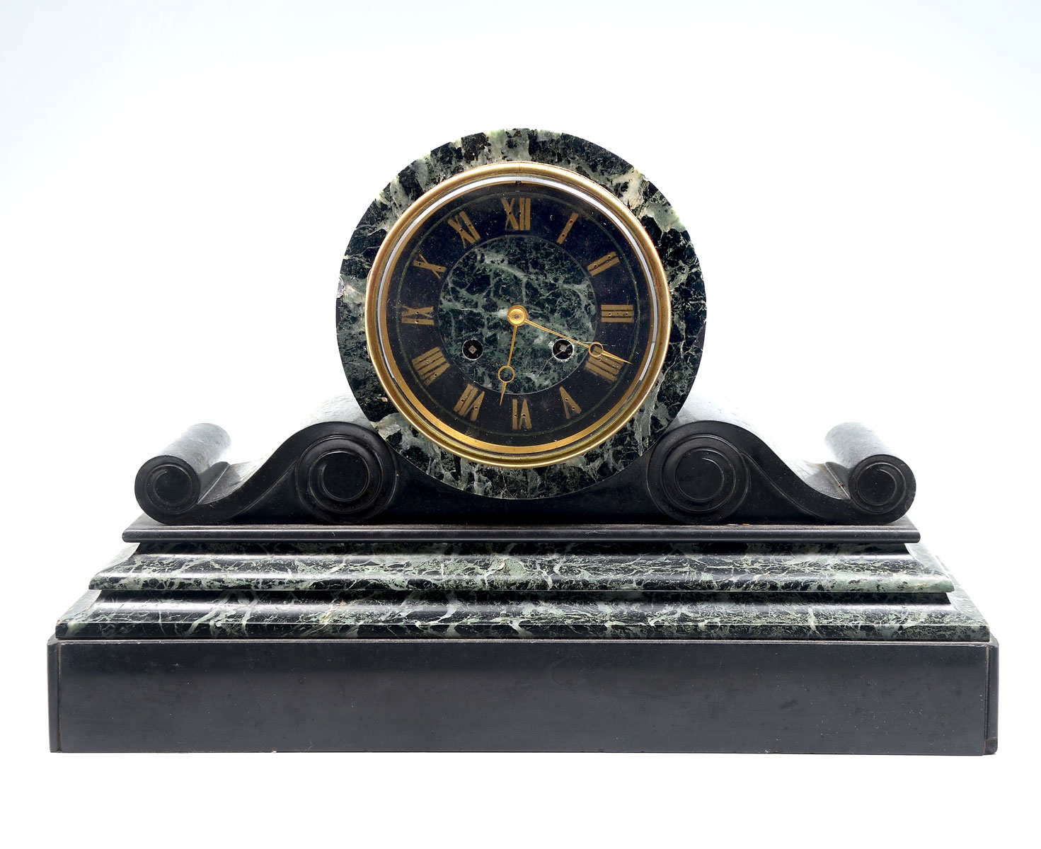 Appraisal: LARGE FRENCH JAPY FRERES MARBLE CLOCK Japy Freres clockworks housed