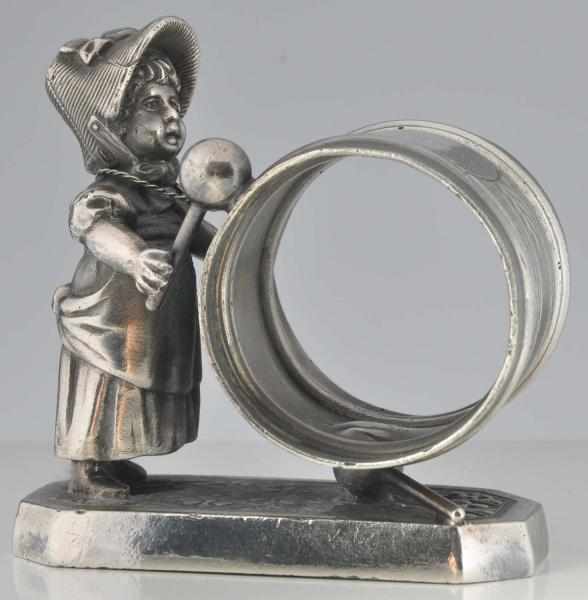 Appraisal: Kate Greenaway Drummer Girl Figural Napkin Ring By Simpson Hall