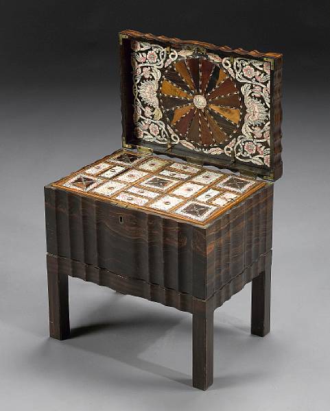 Appraisal: An Anglo-Indian ivory inlaid coromandel work box Vizagapatam first quarter