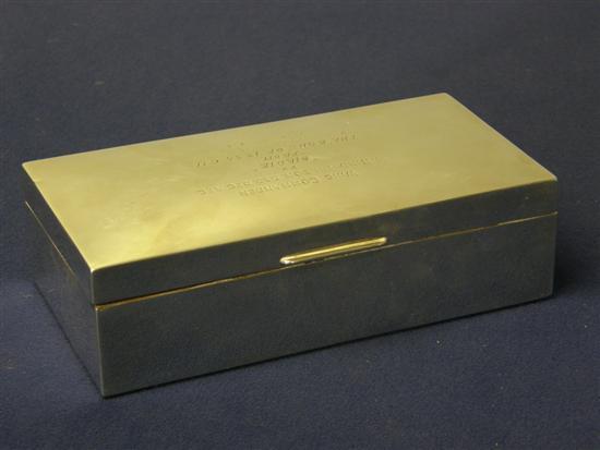 Appraisal: George VI silver cigarette box of RAF interest inscribed 'Wing