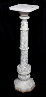 Appraisal: Pair of Classical style carerra marble carved pedestals Pair of