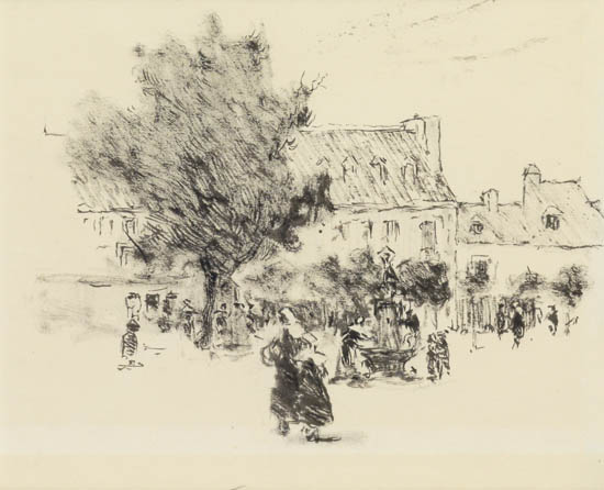 Appraisal: ROBERT HENRI The Square Concarneau Pen and ink x mm