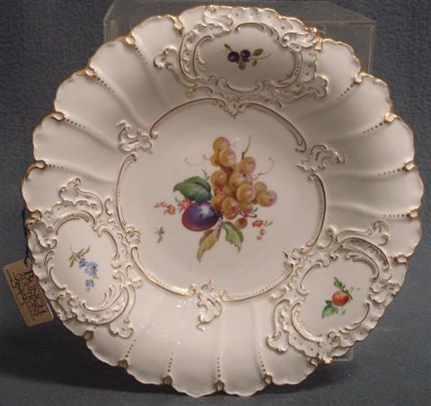 Appraisal: Fruit decorated Meissen porcelain gilt trimmed plate blue crossed sword