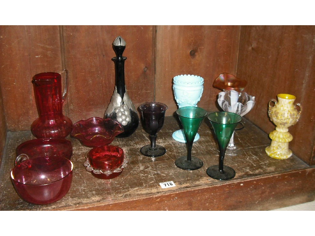 Appraisal: Collection of Victorian and other coloured glass items including cranberry