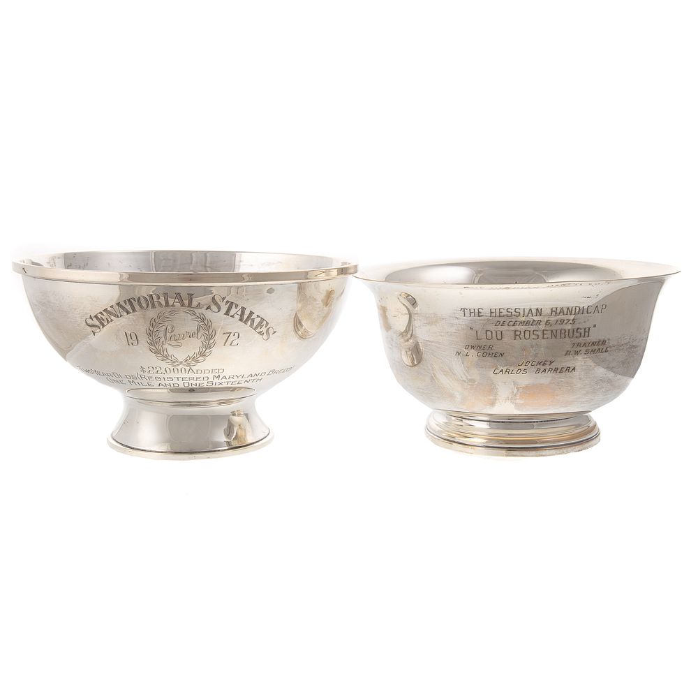 Appraisal: Two Sterling Equestrian Trophies each a Revere-style bowl one by