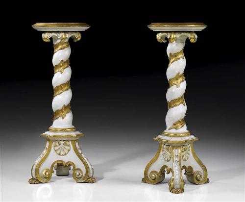 Appraisal: PAIR OF PAINTED PORTE-TORCHERES late Louis XV probably Munich th