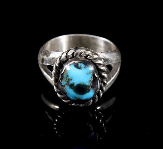 Appraisal: Signed Navajo Sterling Silver and Turquoise Ring For your consideration