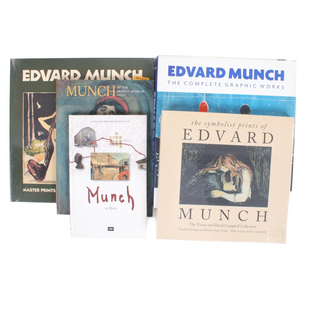 Appraisal: EDVARD MUNCH FIVE ARTIST MONOGRAPH BOOKS CATALOGUE RAISONNE EXHIBITION CATALOGS