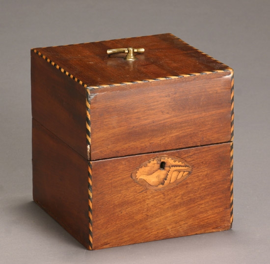 Appraisal: George III Satinwood and Ebonized Wood Inlaid Mahogany Decanter Box