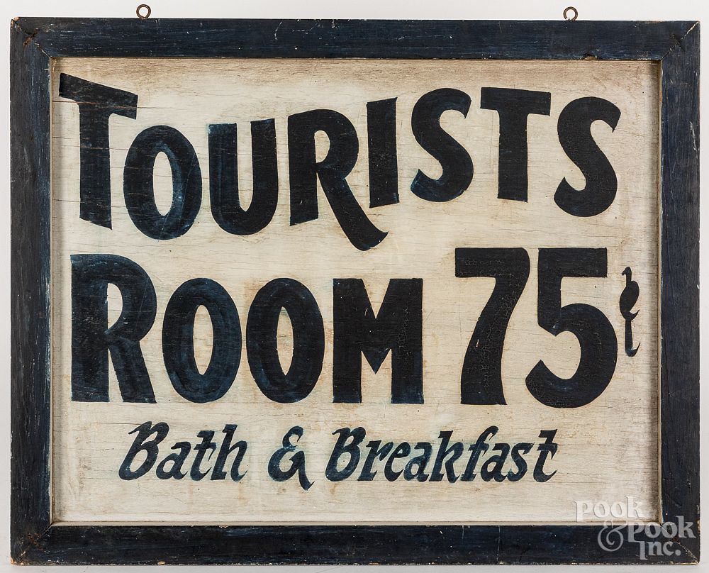 Appraisal: Painted double sided Tourists Room trade sign Painted double sided