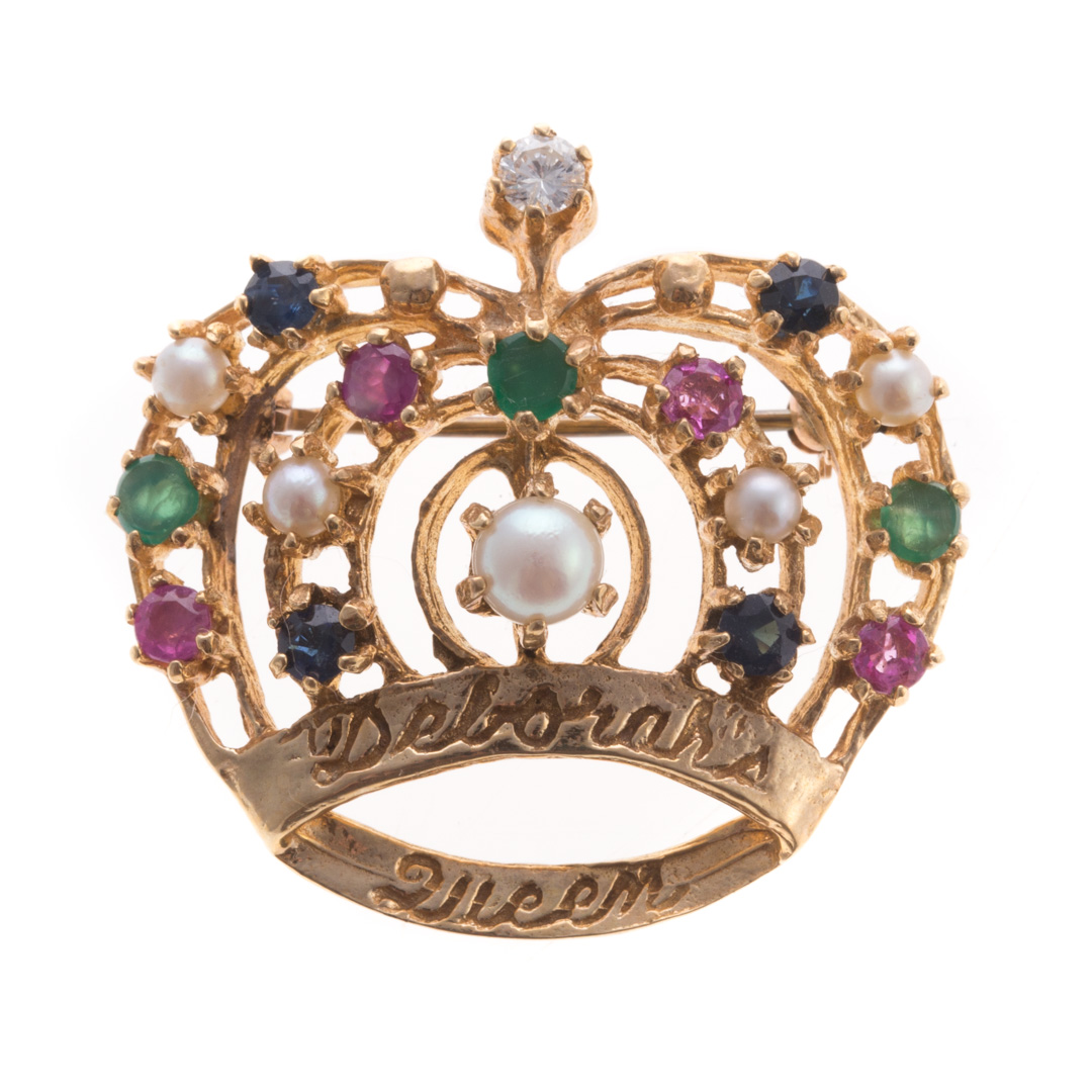 Appraisal: A Lady's Gemstone Encrusted Crown Brooch K yellow gold crown