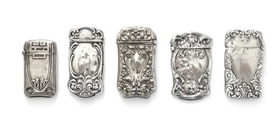 Appraisal: Sale Lot Five American Silver Vesta Cases Various Makers each