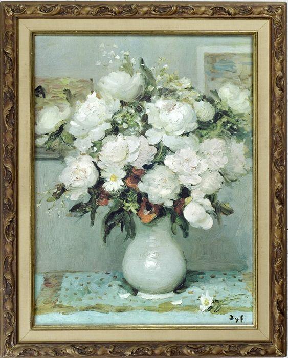 Appraisal: After Marcel Dyf Still Life with Vase of Flowers Photomechanical