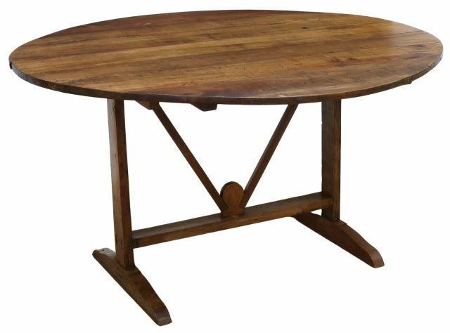 Appraisal: French Provincial fruitwood tilt-top wine tasting table late th c