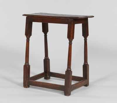 Appraisal: An Antique Oak Joined Stool Table Oak stool table with