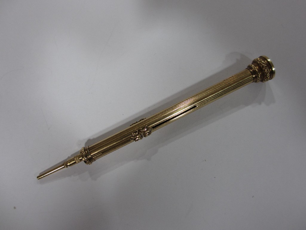 Appraisal: Victorian yellow metal pen and pencil with sliders with the