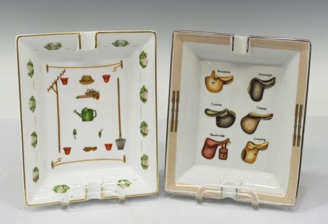 Appraisal: lot of French Hermes porcelain ashtrays including parcel gilt with