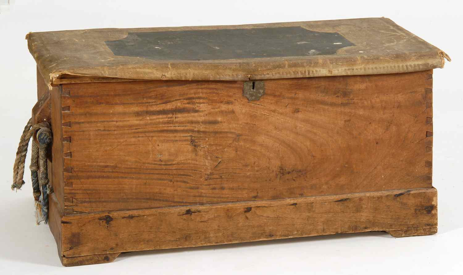 Appraisal: SEAMAN'S CAMPHOR WOOD CHEST Chinese Mid- th CenturyOriginal canvas cover