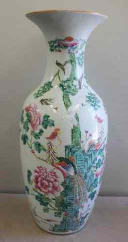 Appraisal: Chinese Famille Rose Vase with Phoenix and CraneDecoration From an