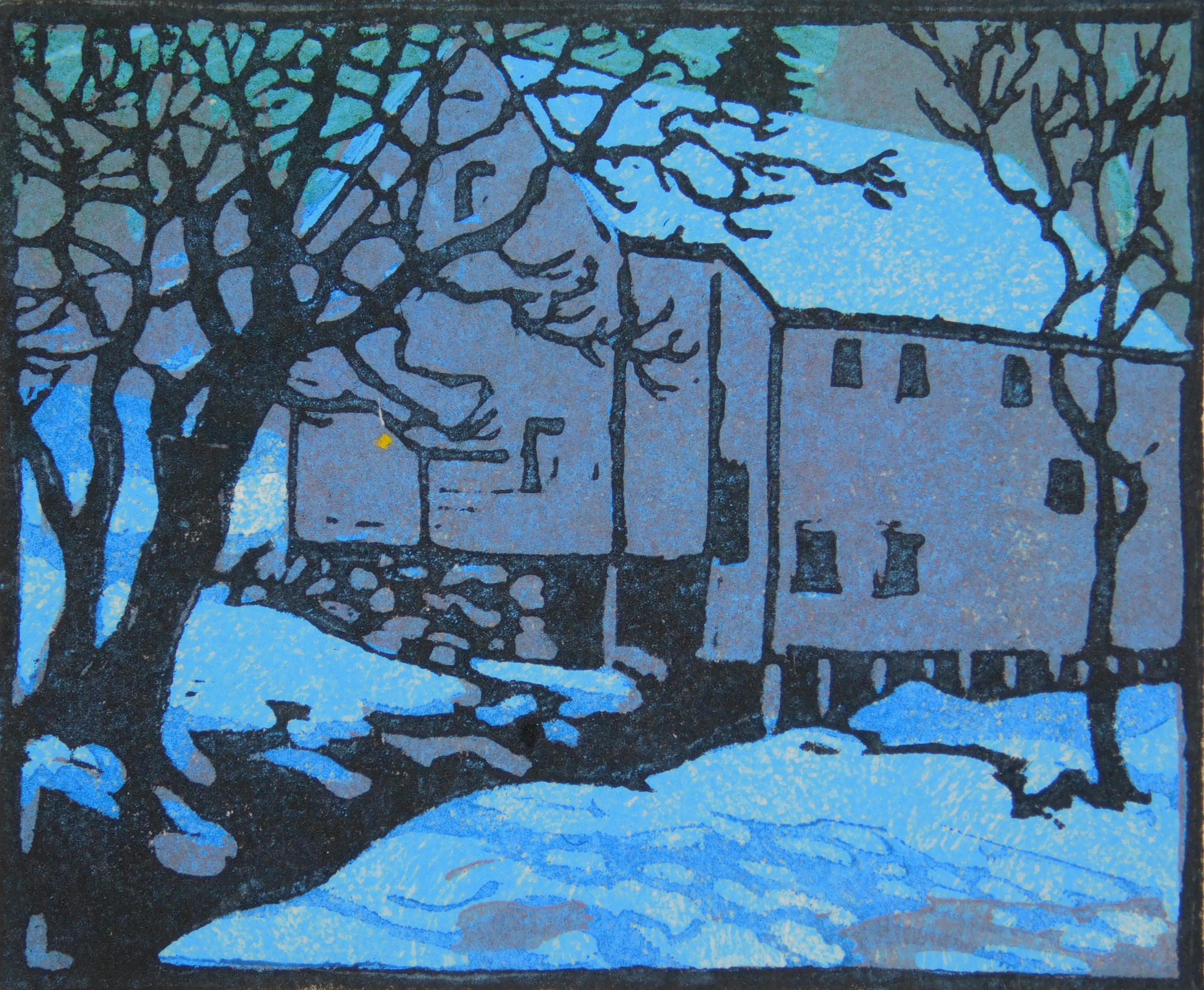 Appraisal: Leo F Dorn American - House in Winter- woodblock in