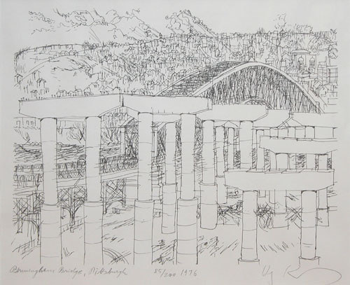 Appraisal: Birmingham Bridge Pittsburgh Koerner Henry Austrian-born American - lithograph x