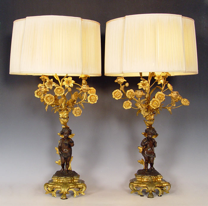 Appraisal: PR HENRI PICARD FRENCH BRONZE FIGURAL LAMPS Stamped H Picard