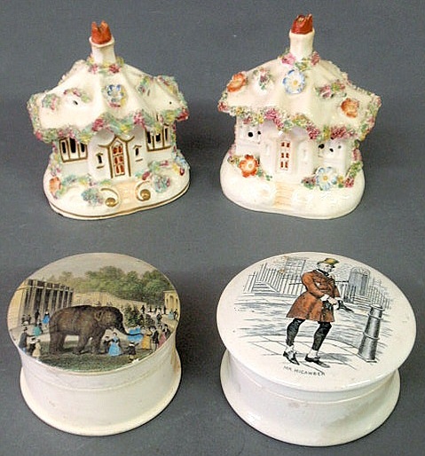 Appraisal: Two Staffordshire cottage form pastille burners h x w and