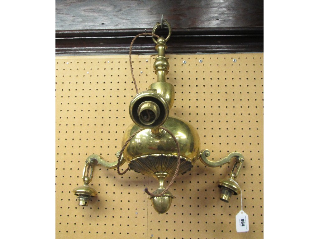 Appraisal: Brass three branch ceiling light