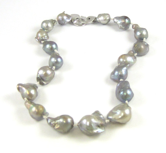 Appraisal: PRINCESS LENGTH GREY PEARL NECKLACE strung with baroque grey pearls