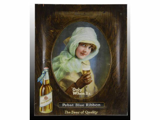 Appraisal: Pabst Blue Ribbon Beer Tin Advertising Sign Description Beautiful image