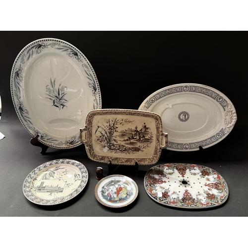 Appraisal: Assortment antique platters and plates approx cm W and smaller