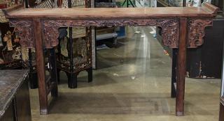 Appraisal: Chinese Hardwood Altar Table Phoenix Chinese hardwood altar table with