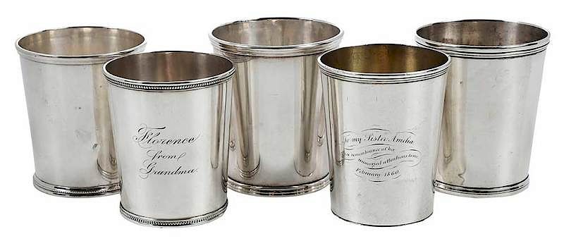 Appraisal: Five Coin Silver Mint Juleps American th century all with