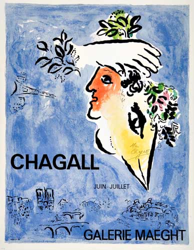 Appraisal: MARC CHAGALL Le Ciel bleu Color lithograph poster x mm