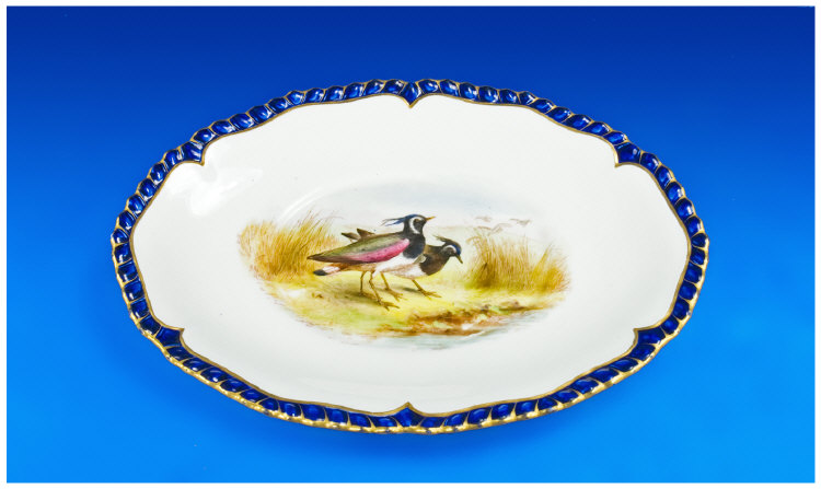 Appraisal: Royal Worcester Shallow Cabinet Dish 'Lapwing' with gold and royal