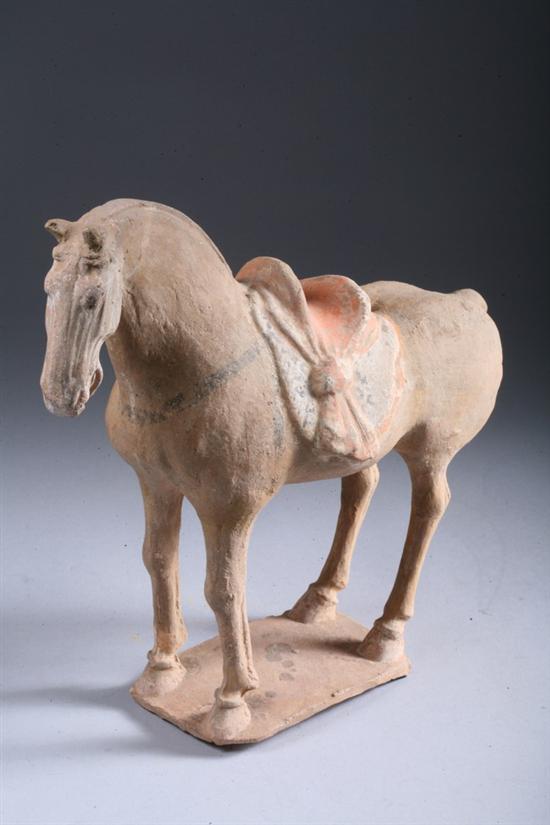 Appraisal: CHINESE POTTERY FIGURE OF HORSE Tang Dynasty - - in