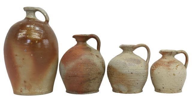 Appraisal: lot of French Provincial stoneware oil jugs each with single