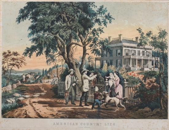 Appraisal: NATHANIEL CURRIER AMERICAN COUNTRY LIFE OCTOBER AFTERNOON Hand-colored lithograph -