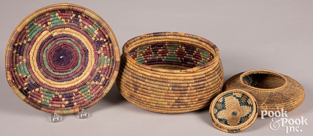 Appraisal: Two Southwestern Native American lidded baskets Two Southwestern Native American