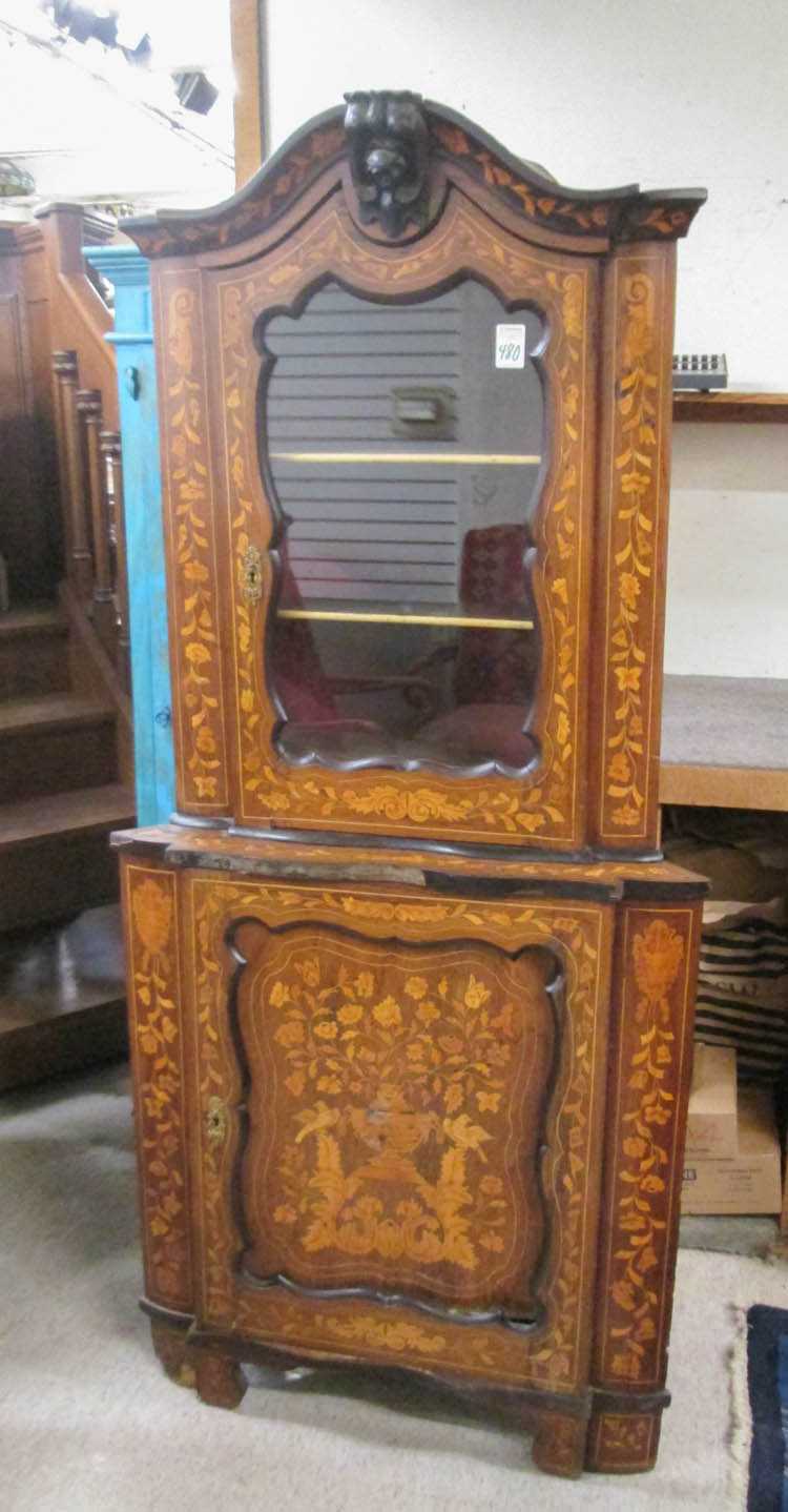 Appraisal: DUTCH MARQUETRY CORNER CABINET ON CABINET Netherlands early th century