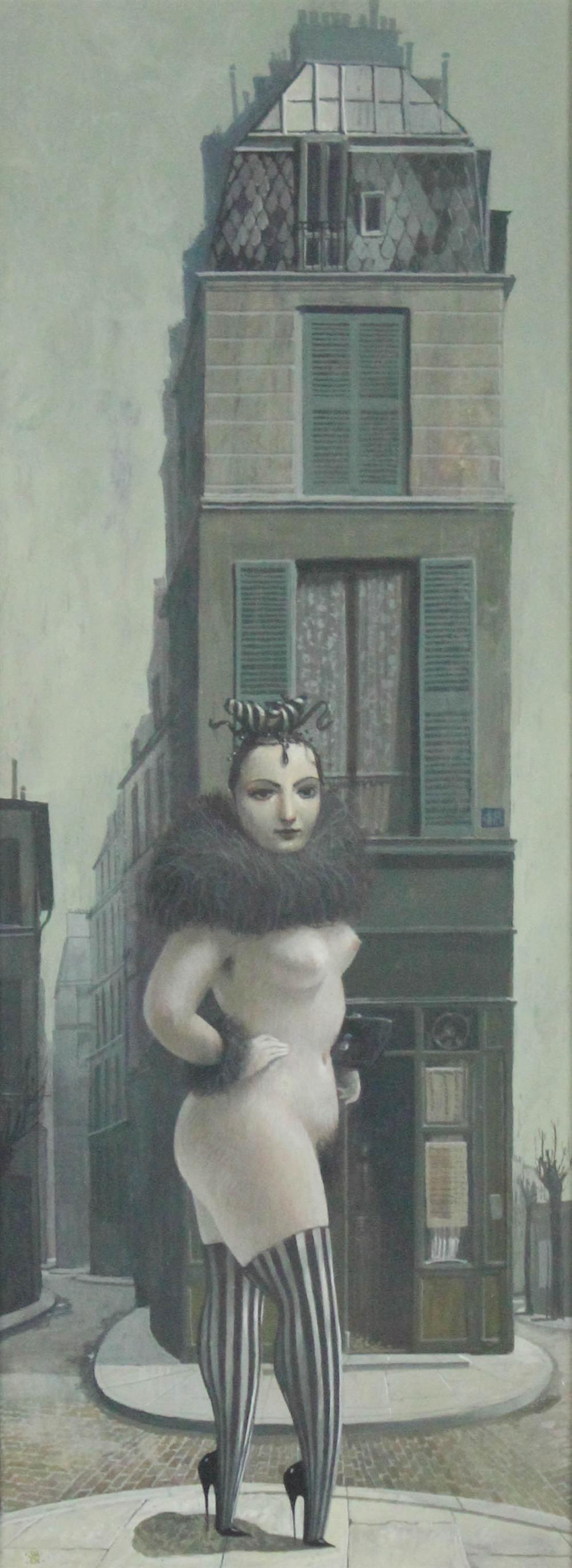 Appraisal: JAMES MCNAUGHT BRITISH - GIRL ON RUE QUINCAMPOIX Watercolor and