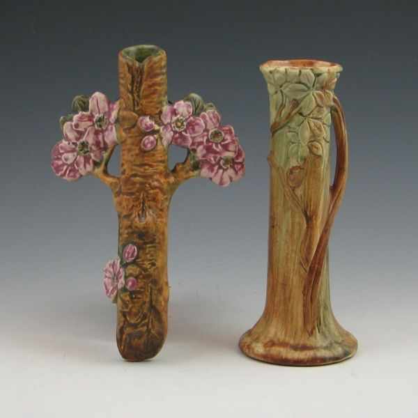 Appraisal: Weller Woodcraft wall pocket and vase Both marked Both mint