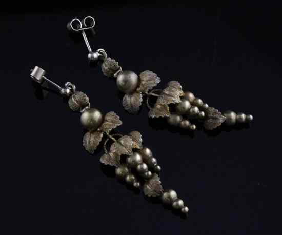 Appraisal: A pair of late th century gold drop earrings of