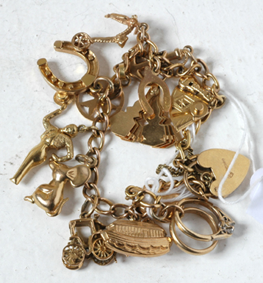 Appraisal: CT GOLD CHARM BRACELET WITH PADLOCK CLASP APPROXIMATE WEIGHT GMS